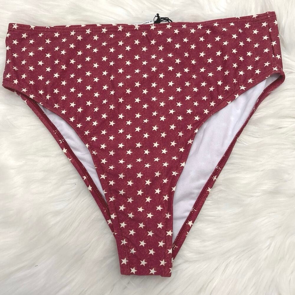 We Wore What NWT Emily High Rise High Leg Bottom, Vintage Stars Print Large